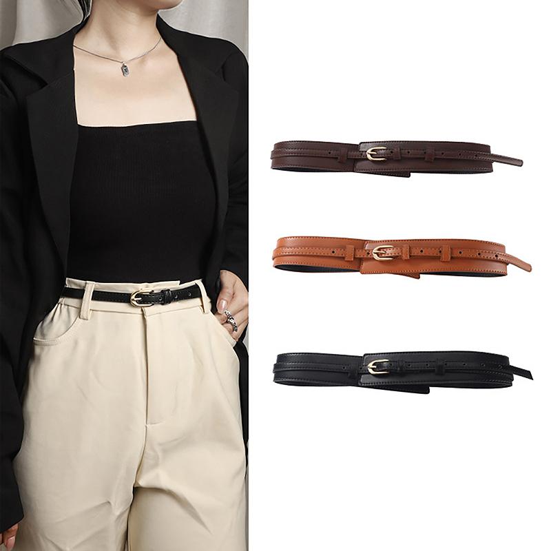 Simple Pu Leather Detachable Girdle  Pin Buckle Wide Waistband Vintage Coat Dress Belt For Women Clothes Decoration