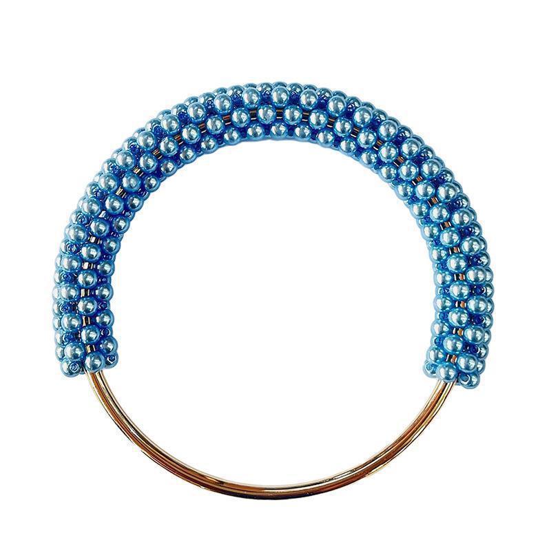 Colorful Beaded Pearl Bag Handle Round Metal Ring Braided DIY Accessory for Women Handbag Tote Craft Making Materials