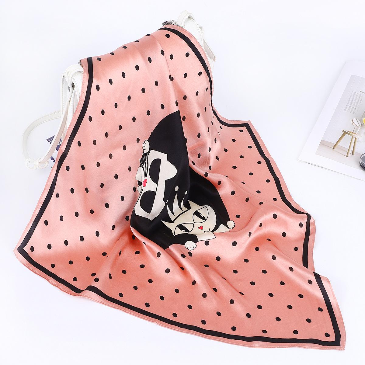 

Cat Queen Silk Scarf for Women, Cartoon Silk Scarf for Bags, Mulberry Silk Professional Neck Scarf, Printed Original Design 53*53cm