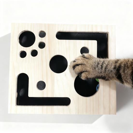 Katzen Nagelfeilenbox Katzenkratz-Puzzle Enrichment-Box mit Glöckchenbällen Interaktiver Katzenkratzbaum Labyrinthbox für Katzen Nagelpflege Selbstbeschäftigung