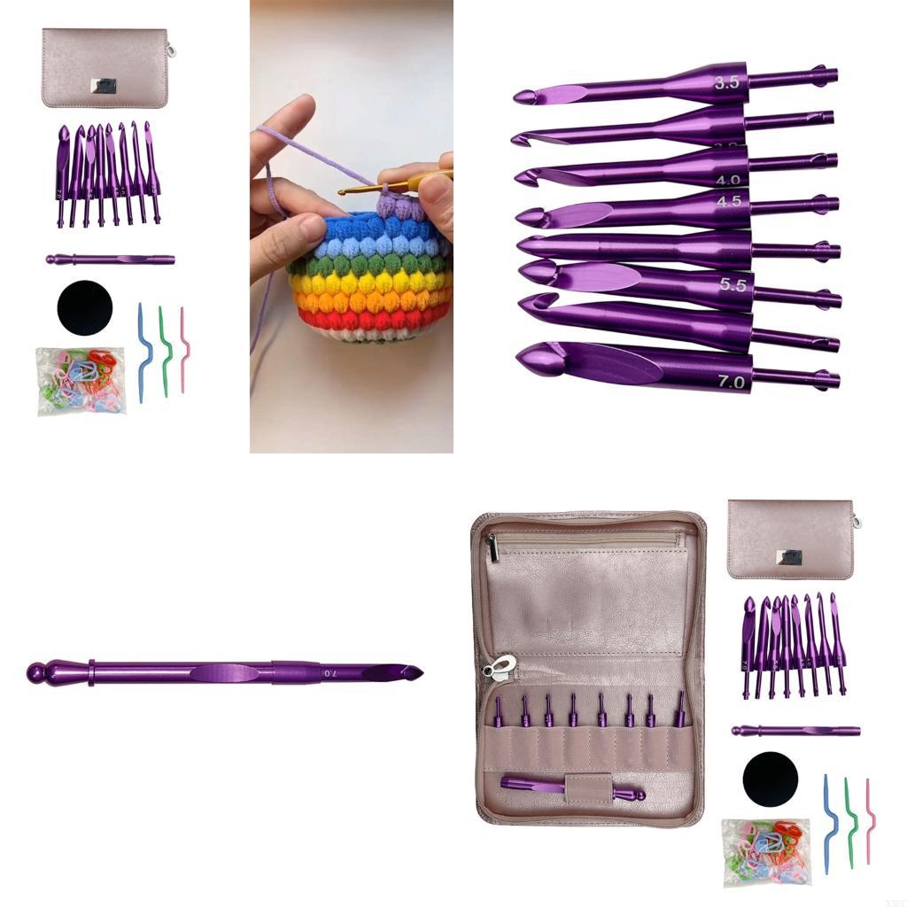 

Ergonomic Crochet Hook with 8 Interchangeable Tip Aluminum Crochet Hook X3UC CN