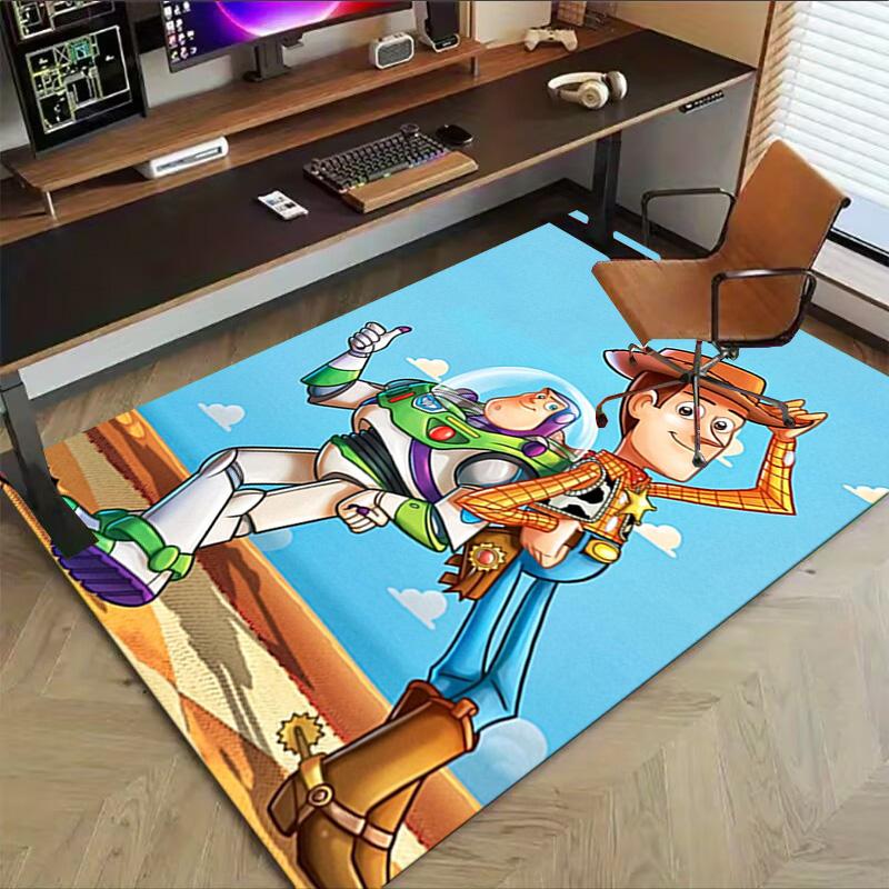 Toy Story Woody Buzz Duo Carpet for Playroom Bedroom Living Room Sofa Home Decor,kids Game Area Rug Non-slip Floor Mat