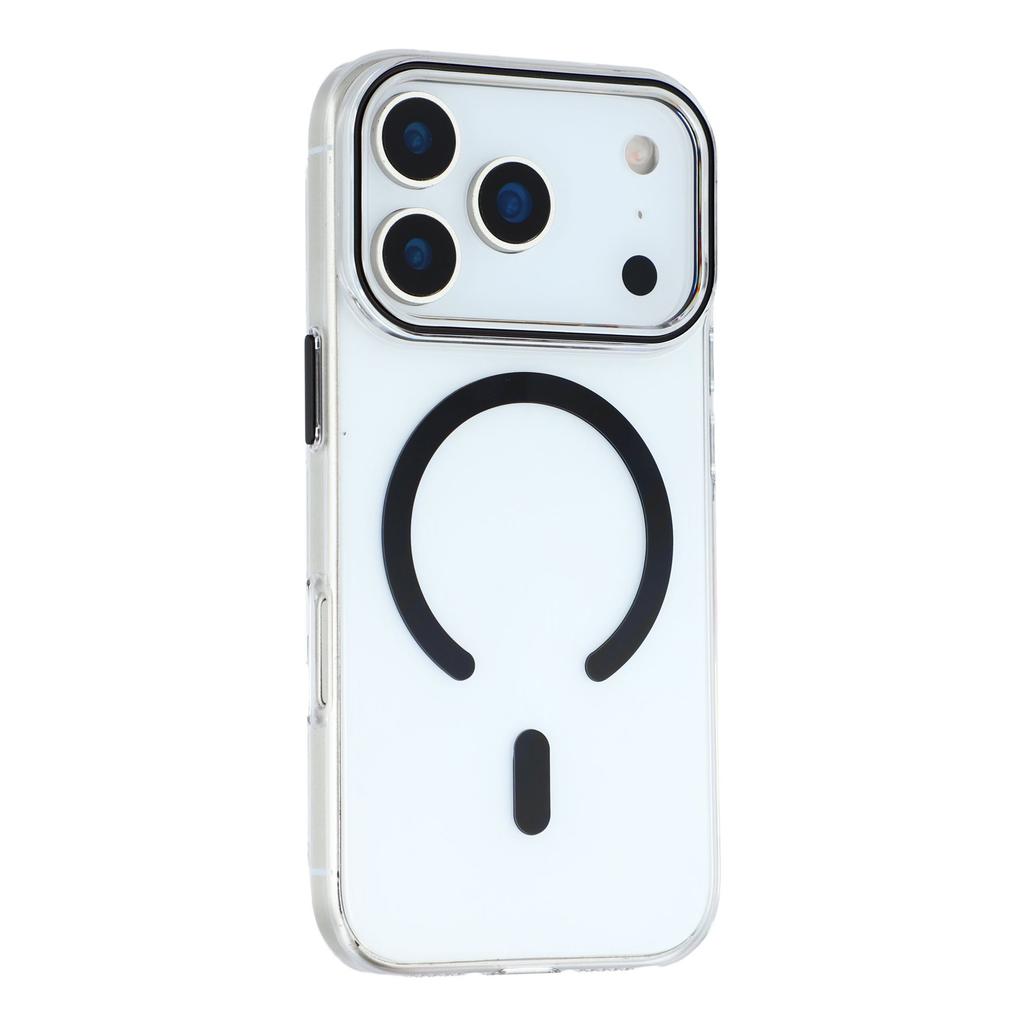 For iPhone 17 Pro Max Magnetic Case Clear PC Phone Back Cover with Metal Buttons