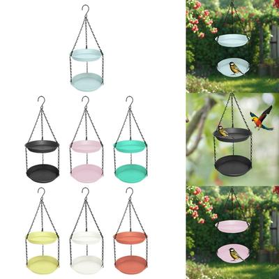 Garden Hanging Bird Feeder Anti Rust Coating Double Tray Feeder for Balcony Yard Outdoor Decoration