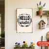 Rustic Hello Winter Metal Sign Farmhouse Porch Garden Wall Decor Christmas Fence Hanging