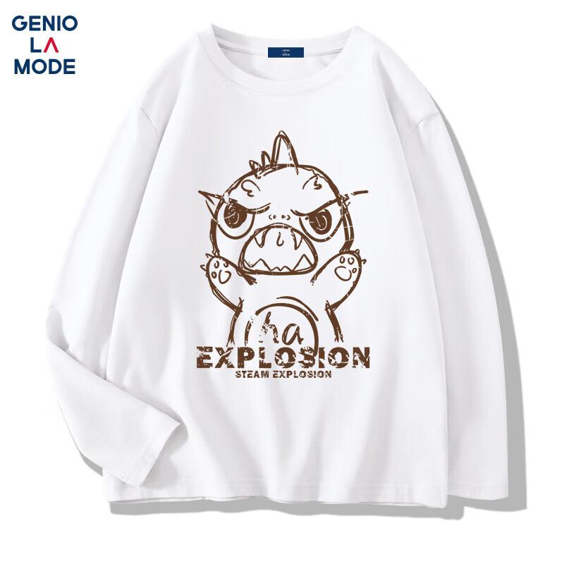 GENIOLAMODE Men s Pure Cotton Graphic Print Long Sleeve T-Shirt M