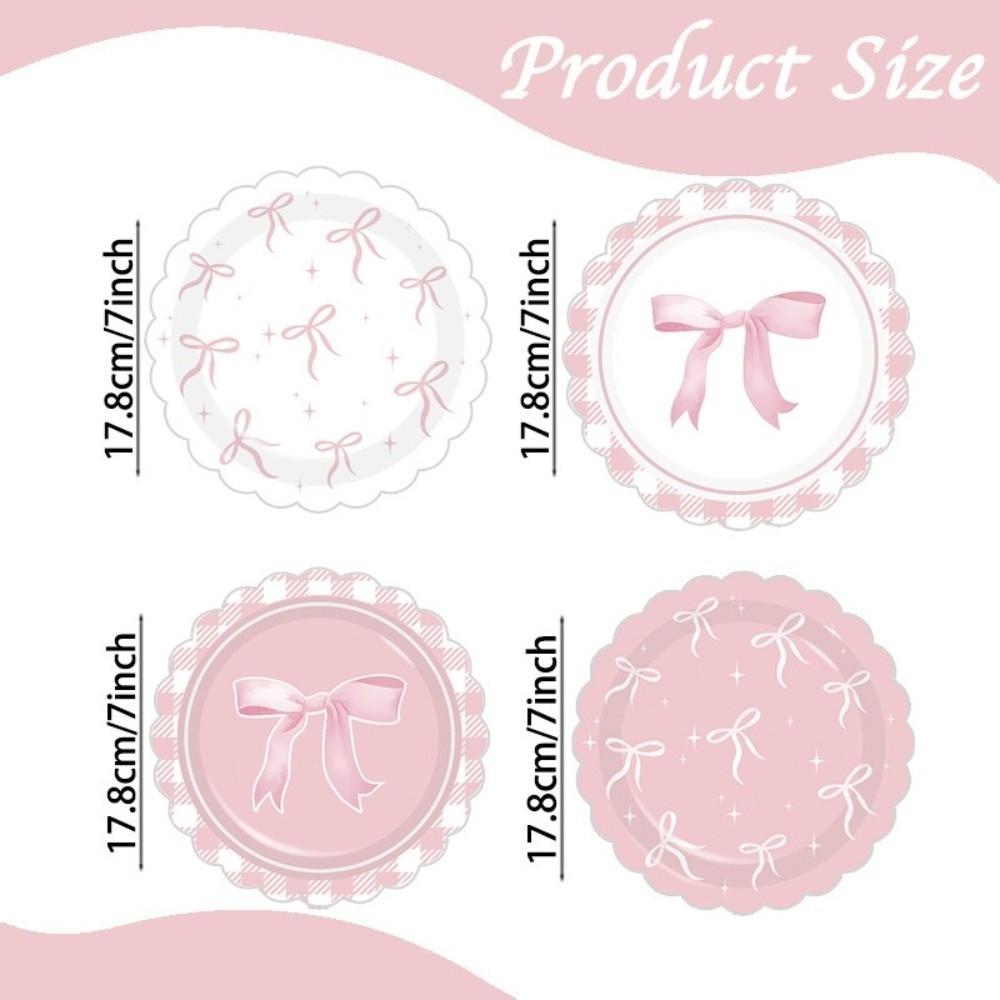 10pcs Pink Color Bow Themed Party Decoration Paper Plates Bow Shape Napkins Bachelorette Party