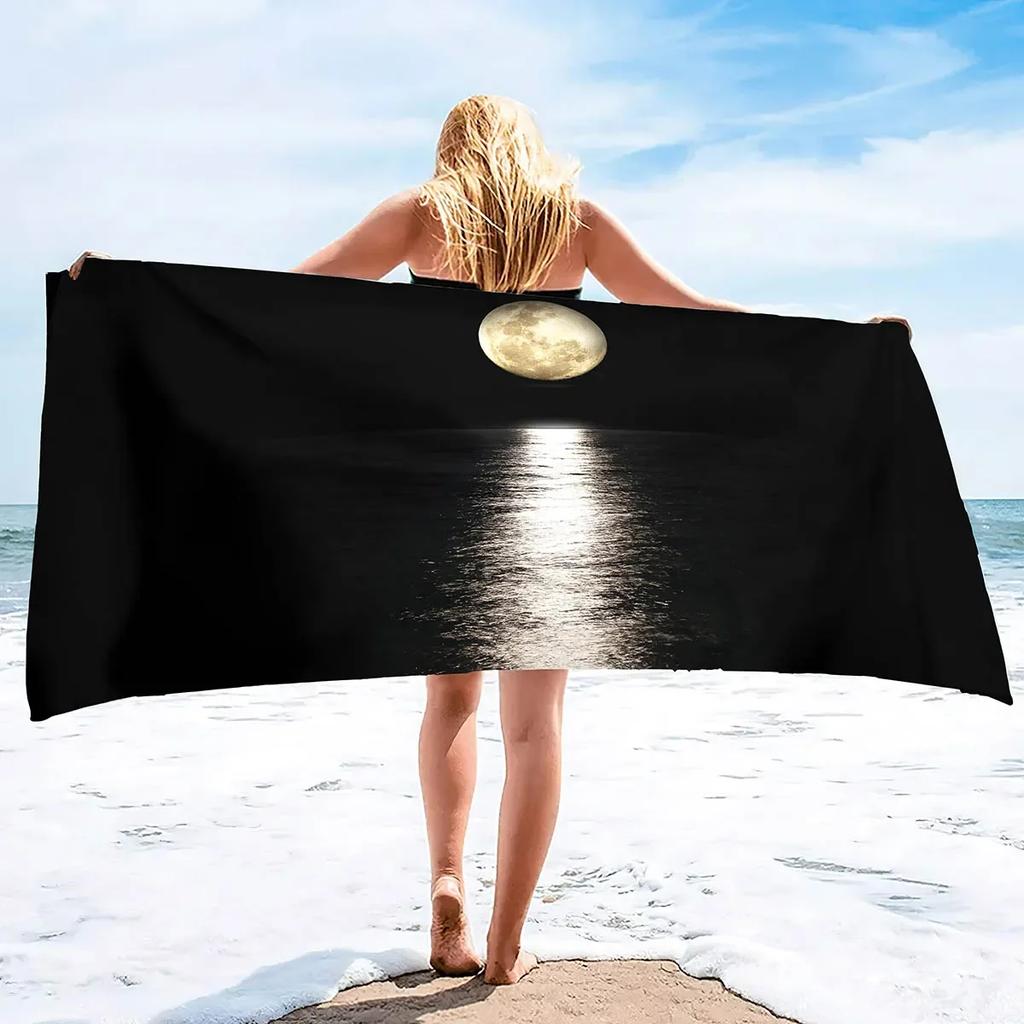 Beach Towel Moon Quick Dry Towel Sand Proof Beach Towels Super Absorbent for Travel Pool Swimming Bath Camping Yoga Gym Sports