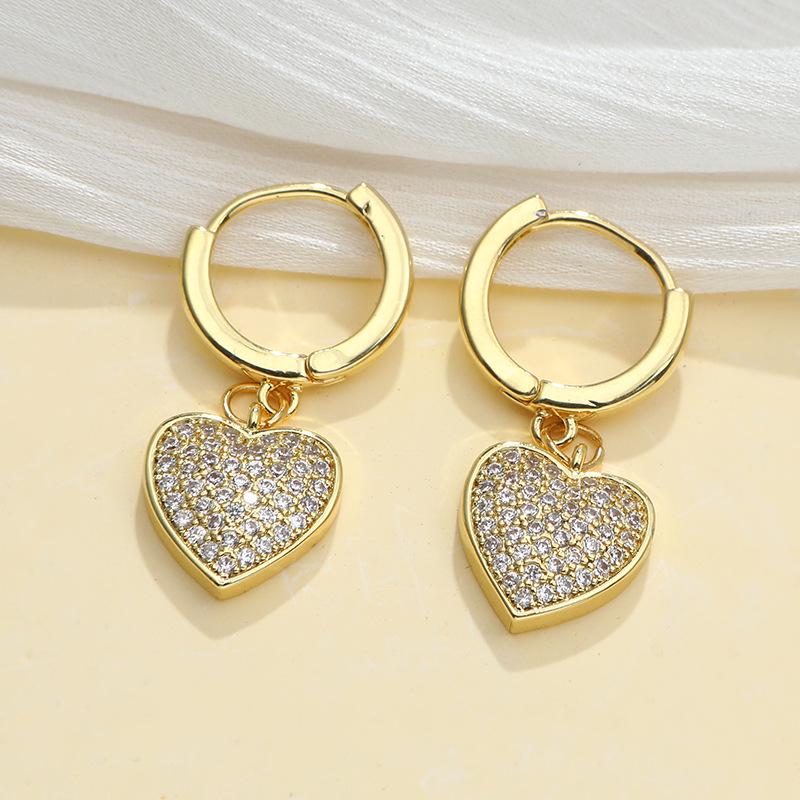 Huazi Style Zircon Stud Earrings for Women - Gold-Plated, Non-Fading Luxury Jewelry