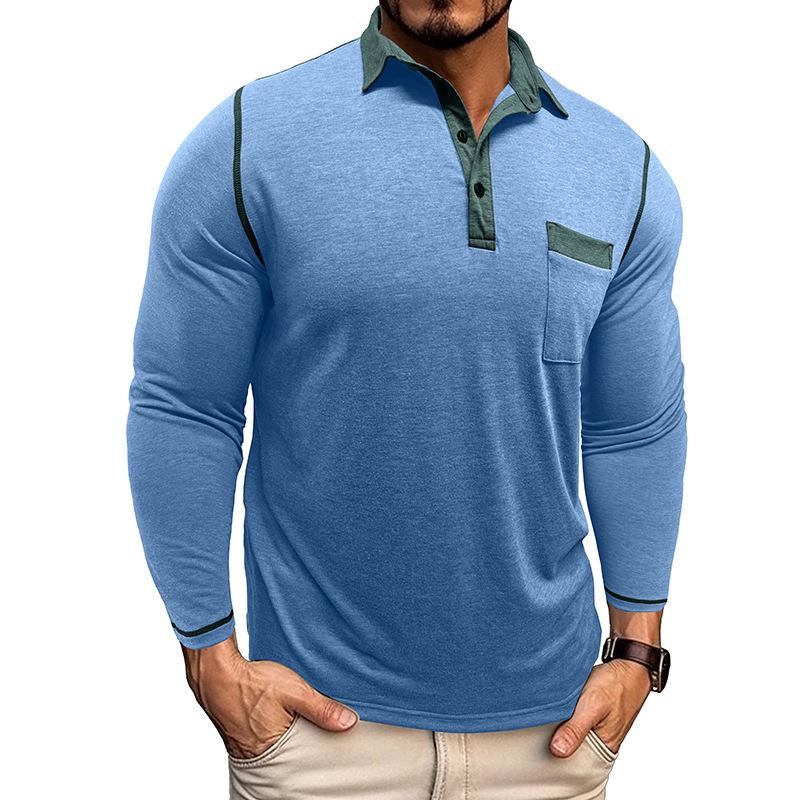 Men's Collared Polo Shirt Long-Sleeved Autumn Casual Sweatshirt Men's Plus Size T-Shirt Asymmetrical Design