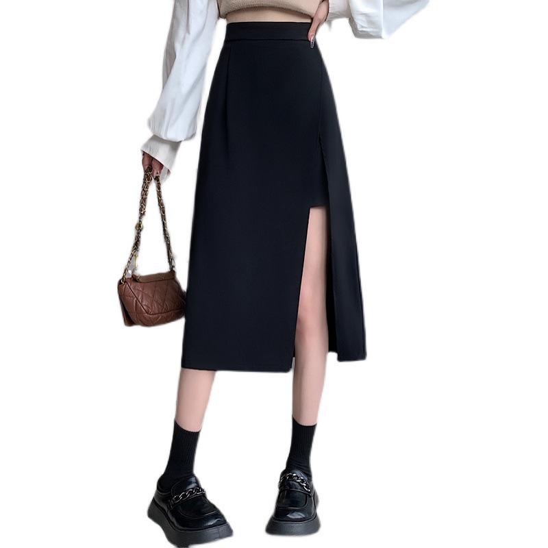 Women's Autumn 2026 High Waist A-line Skirt - Slimming Mid-length, Versatile Drape Design