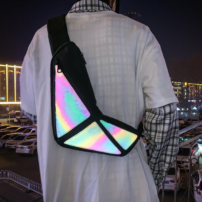 Outdoor Multifunction Colorful Reflective Crossbody Bag Man Woman Motorcycle Sport Chest Bag High-capacity Waist Bag