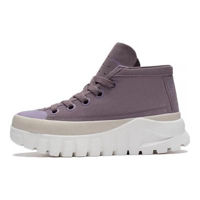 Li Ning Leather Boot Thick Sole Non-Slip Wear-Resistant Mid-Top Sports Casual Shoes Women Boots Eggplant-Purple AZGS144-2
