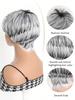 Perruque courte argentée grise dégradée de 4 pouces pour femme avec frange pour usage quotidien et fête(Gris Mix Noir)