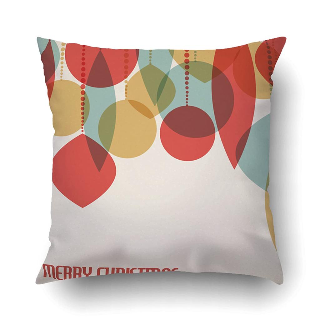 Xmas Retro Christmas Card With Christmas Decorations Teal Brown And Red