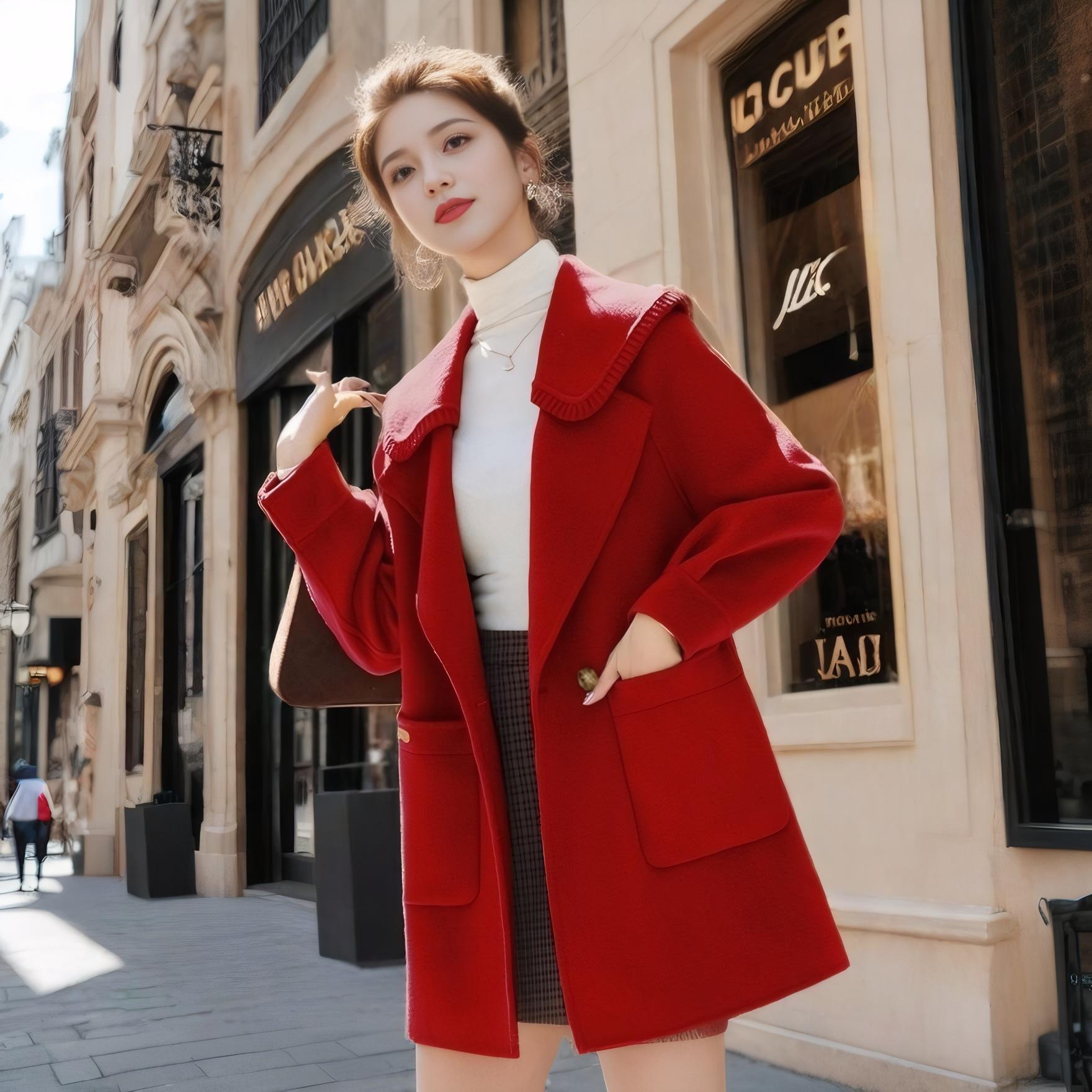 

Женское короткое шерстяное пальто, новый осенне-зимний стиль, маленькие размеры, популярная универсальная осенне-зимняя куртка в этом году 2XL