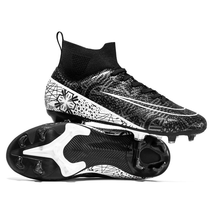 Foreign trade football shoes men's broken nails mandarin duck shoes high-top fly-woven socks male adolescent students training shoes large size