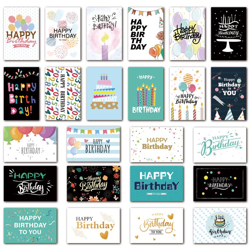 24pcs Happy Birthday Greeting Card With Envelope Birthday Party Invitation Cards Children DIY Handwritten Cards Message Card Set
