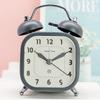 Student 3-inch Square Metal Bell Ring Alarm Clock Home Bedside Sweep Second Night Light Clock Quartz Clock