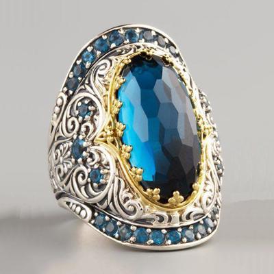 Klassische Schnitzerei, ovaler kubischer Zirkon, luxuriöser Party-Mann-Frau-Schmuck-Fingerring