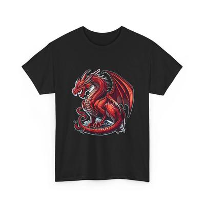 Roter Drache T-Shirt Fantasy Drache Grafik T-Shirt 100% Baumwolle