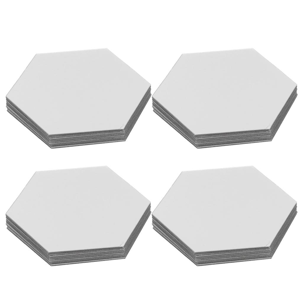 Acrylic Hexagonal Mirror Setting Wall Self Adhesive Stickers Decoration for Home Room20cm 7.9in Silver