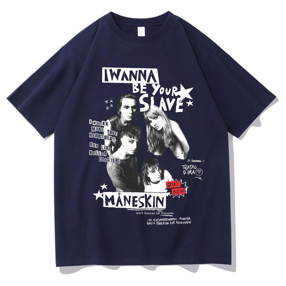 I Wanna Be Your Slave Unisexeskin Tshirt Italian Rock Band T Shirt Unisex Women Vintage Hip Hop Oversized Summer Street Tshirts Male
