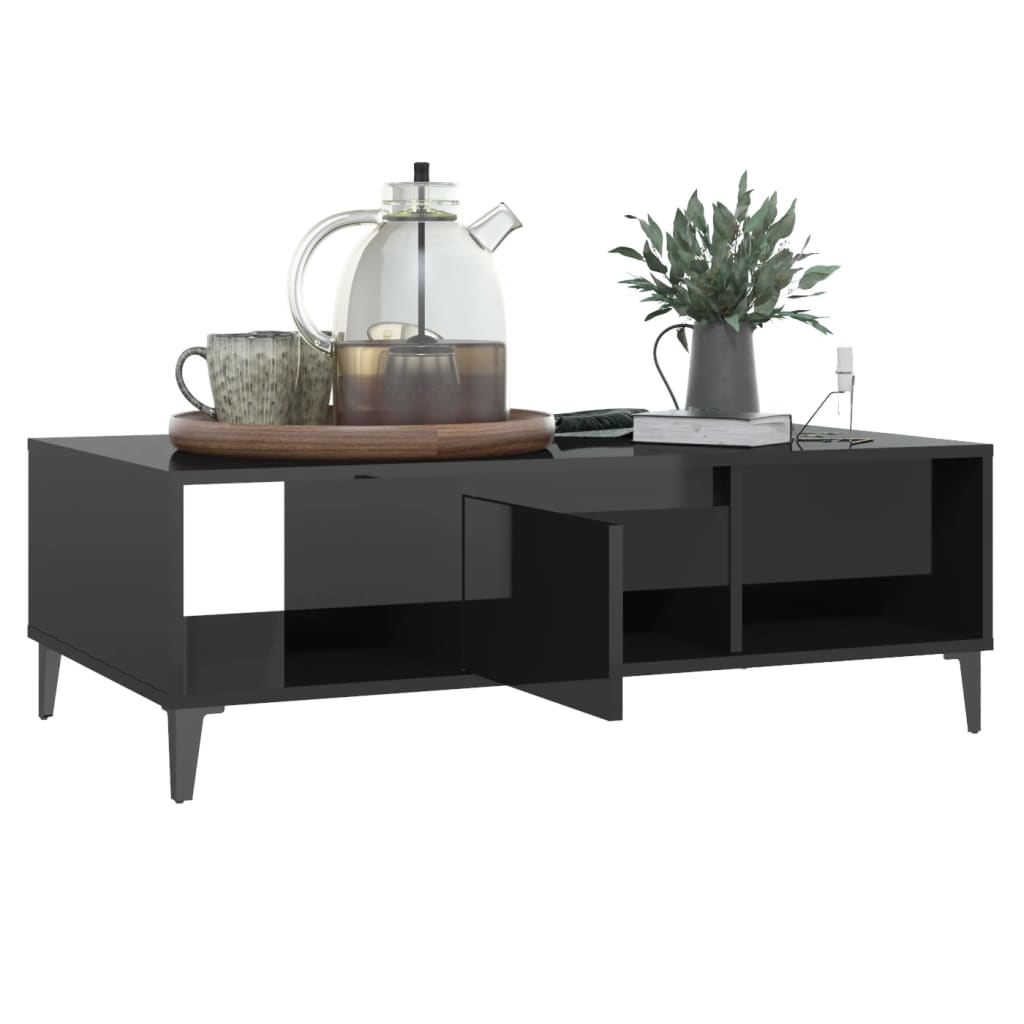  Coffee Table, Black, High Gloss, 103.5x60x35 Cm