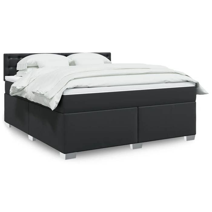 Maison Exclusive - Sommier à lattes de lit avec matelas Noir 180x200 cm Similicuir