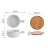 Ceramic Baking Bowl with Handle, Japanese Style Heat Resistant Deep Bowl Microwave Oven Safe Kitchen Food Bowl for Soup Salad Pasta Dessert Dinnerware