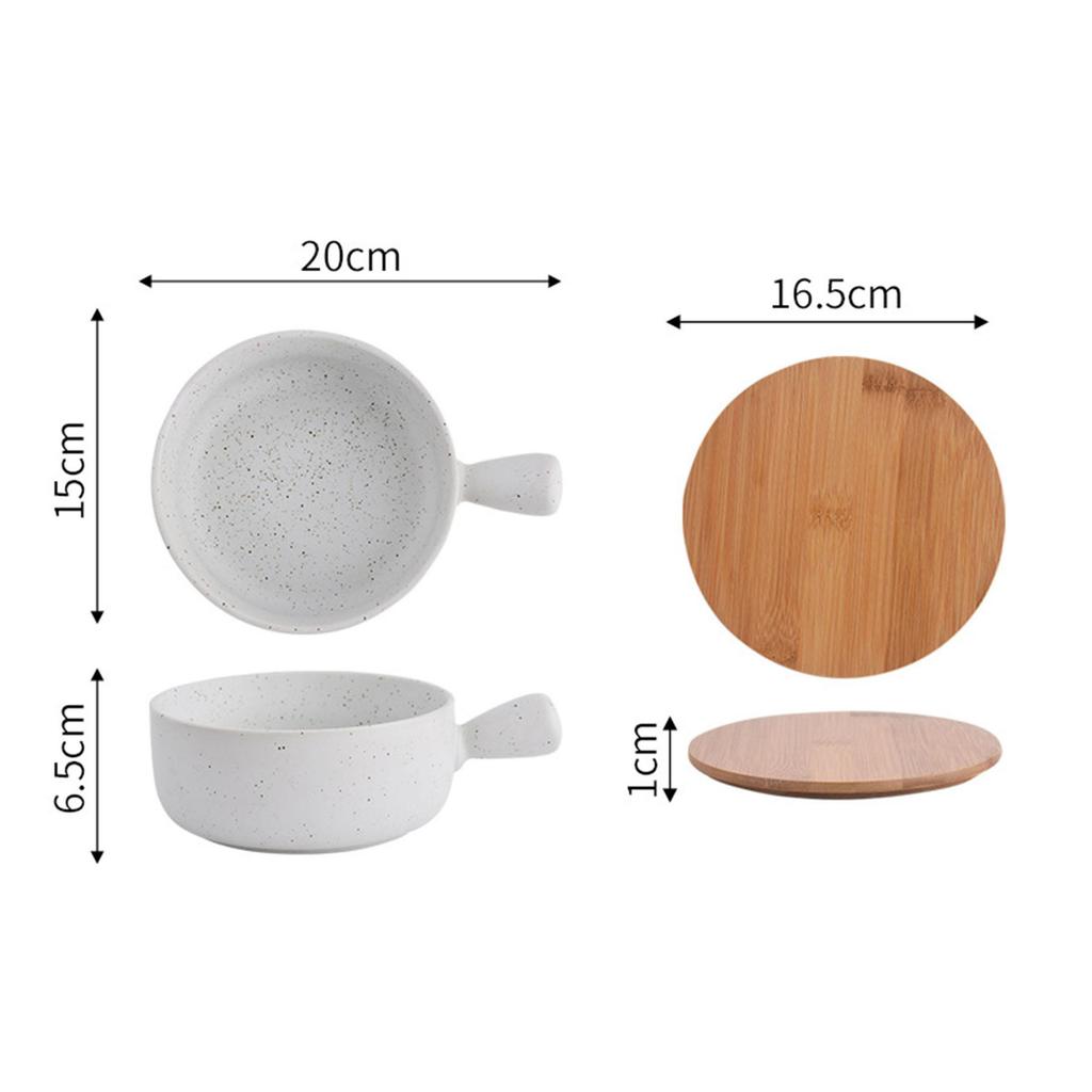 Ceramic Baking Bowl with Handle, Japanese Style Heat Resistant Deep Bowl Microwave Oven Safe Kitchen Food Bowl for Soup Salad Pasta Dessert Dinnerware
