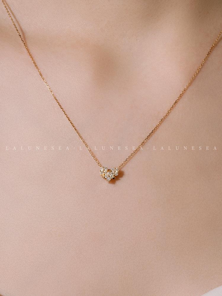 Xin Zhe Mei S925 Sterlingové stříbro Pozlacený Všestranný Náhrdelník Srdce - Elegantní Francouzský Styl Klíční kost Řetízek pro Ženy