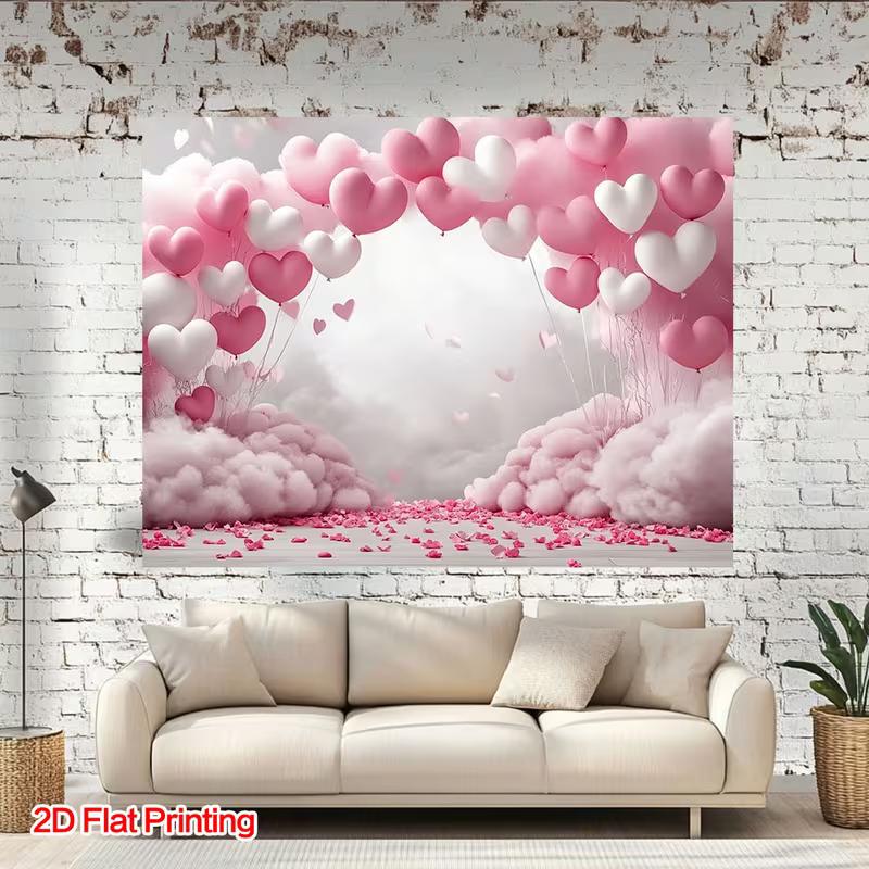 2D süßrosa Blütenblatt-Herz-Hintergrund, Fotografie-Hintergrund für Brautparty