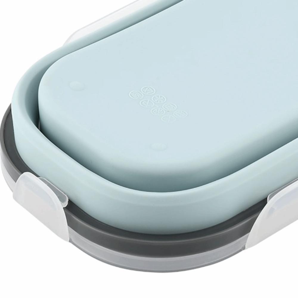 Blue/Pink/Green Foldable Lunch Box Silicone Fruit Storage Box  For Outdoor Travel