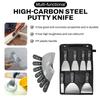 7PCS Carbon Steel Putty Knives Set Flex Drywall Knife Paint Scraper Kit 7 Sizes Soft Grip Handle Canvas Storage Bag Included