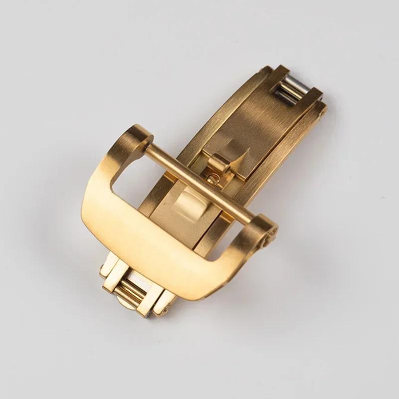 18mm Edelstahl Faltschließe für AP Modifikation GA2100 Schmetterlingsschließe Silber Schwarz Gold für Gummi Leder Uhrenarmband