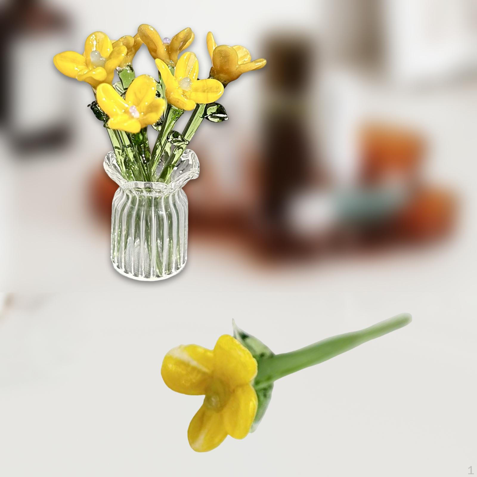 

Мини-стеклянный цветок, искусственные поделки, декоративное украшение, украшение для мамы, жены, день матери Yellow