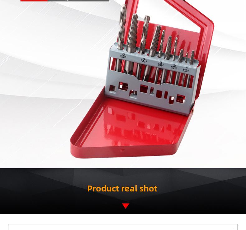 10-Piece Screw Extractor Set with Iron Box for Bolt Removal