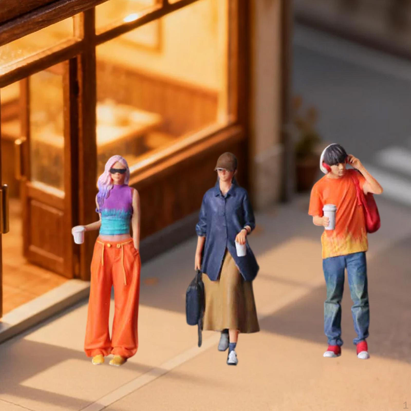 

1:Набор из 64 расписанных вручную смоляных фигурок, Реалистичные, Смола, Модель маленьких людей для микросимуляции