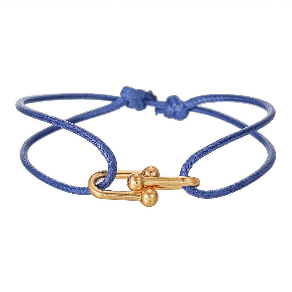 Handmade Woven Couple Bracelet with Alloy Horseshoe Clasp - Adjustable and Stylish Design