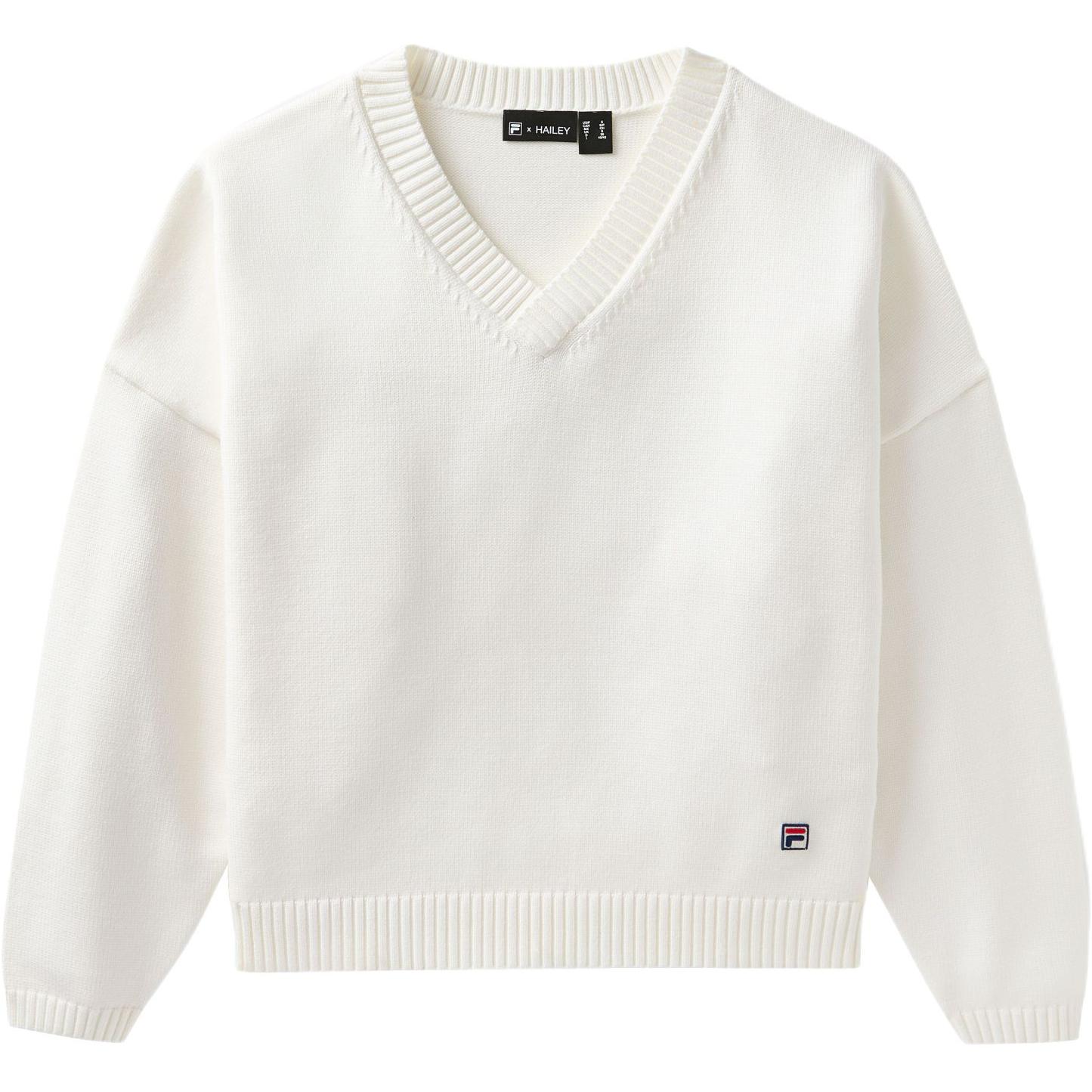 

Коллаборация FILA X Хейли SS25 Универсальный Удобный Модный Теннис Однотонный Вязаный Топ Женские топы Белый A71W523401FWT XS