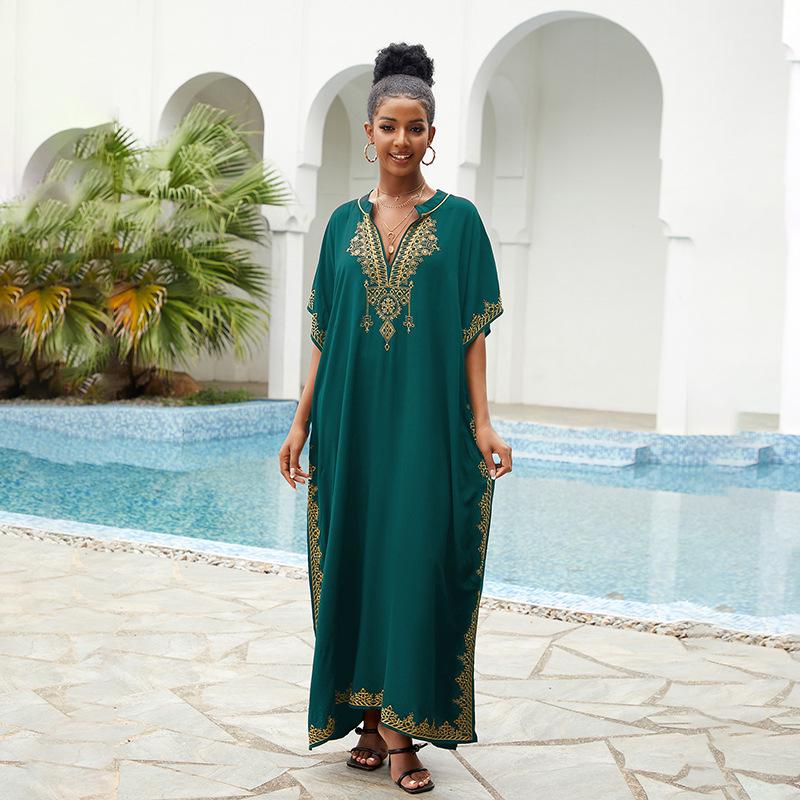 

2023 Районное Пляжное Платье-Туника Большого Размера со Стойкой One Size