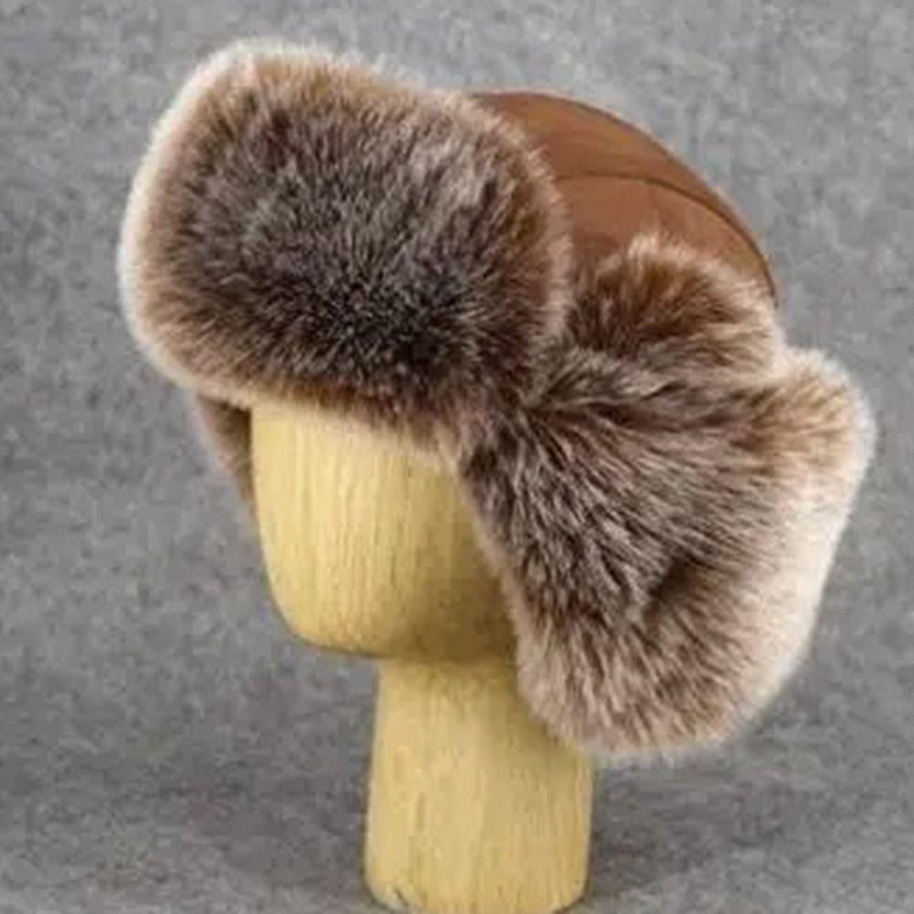 New Warm Bomber Hats Windproof Imitation Faux Fur Faux Fur Earflap Ski Cap Winter