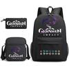 Genshinimpact Yuanshen School Bag Three-Piece Pencil Case Shoulder Bag Backpack