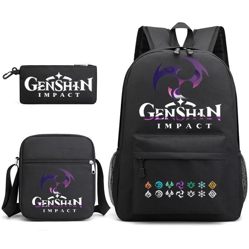 Genshinimpact Yuanshen School Bag Three-Piece Pencil Case Shoulder Bag Backpack
