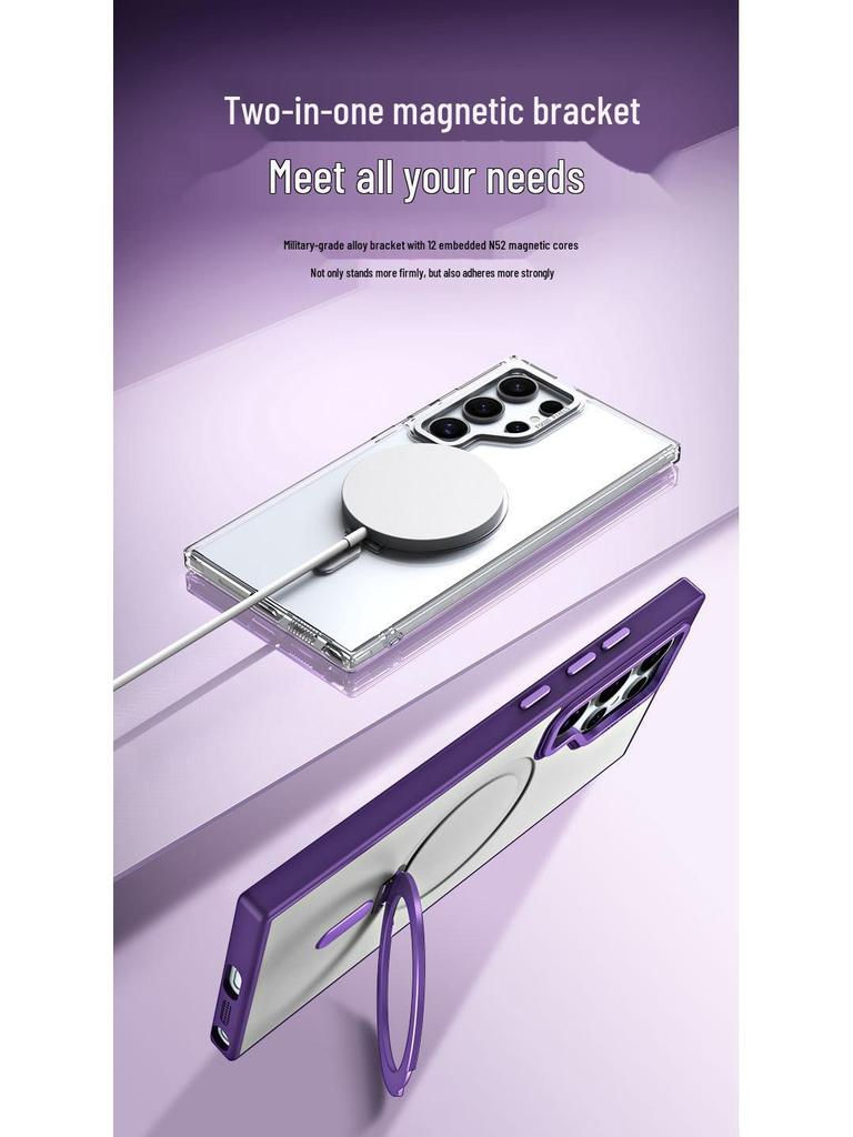 Samsung Galaxy S24 Ultra Magnetic Stand Case - Transparent, Anti-Drop Protection
