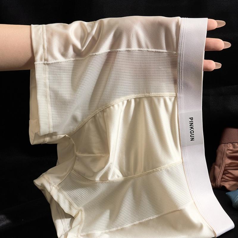 Men's Underwear Boxer Ice Silk Seamless Boxer Mesh Soft Breathable Shorts Underwear