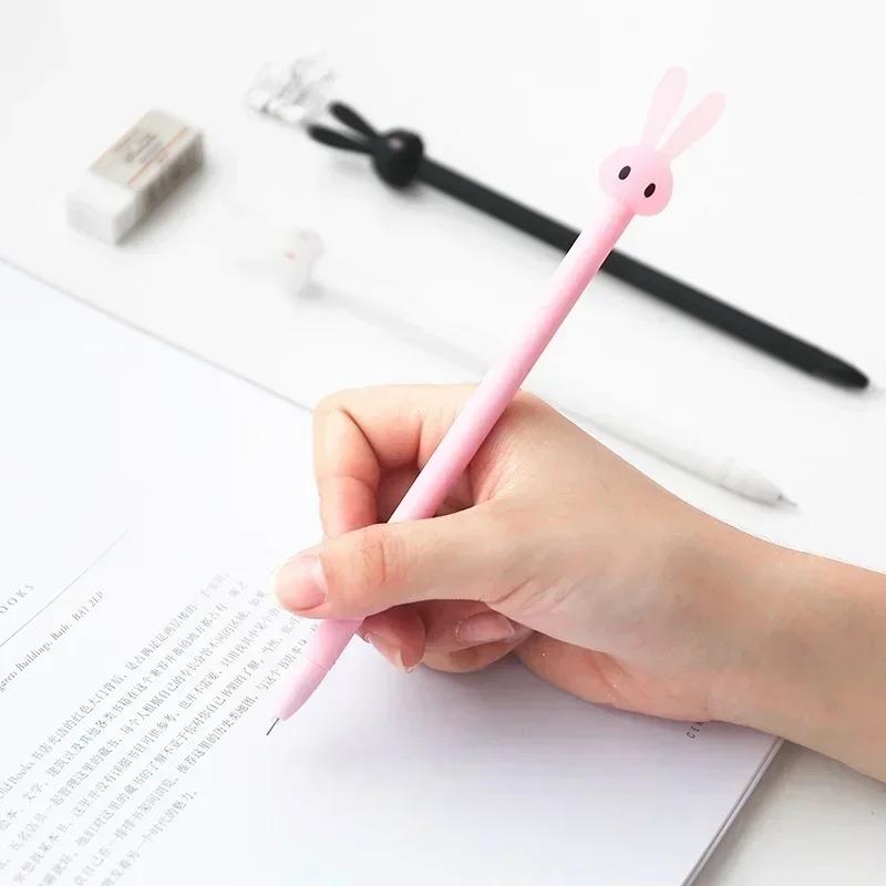 5Pcs Set Rabbit Gel Pens Korean Creative Cartoon Black Student Signature Pen Kawaii School Writing Supplies Office Stationary