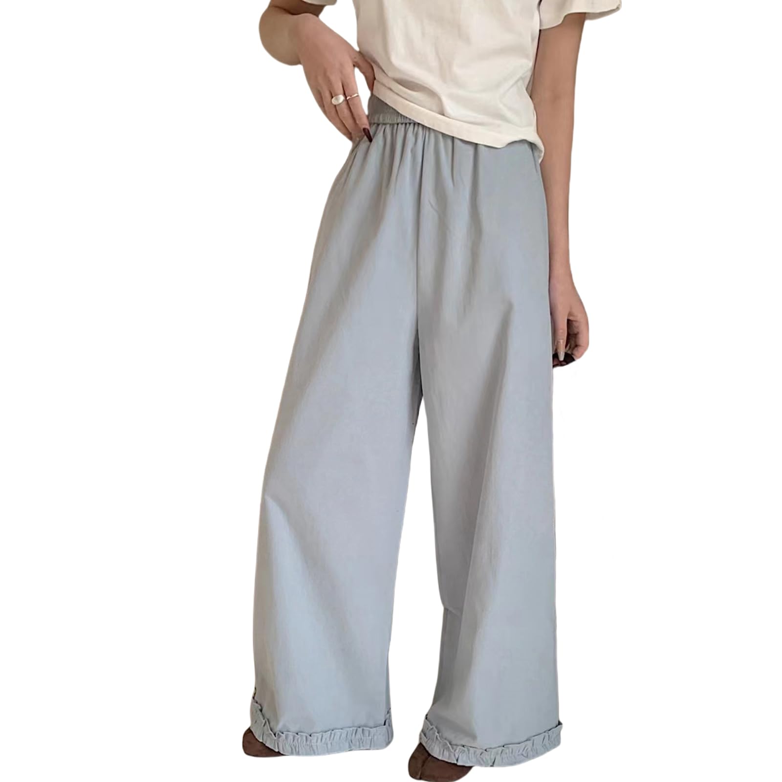 

Широкие брюки Gaucho, однотонные, длинные, прямые, больших размеров, повседневные, с красивым свободным кроем, идеально подходят для офиса или осени [7-livehouse] Женские брюки