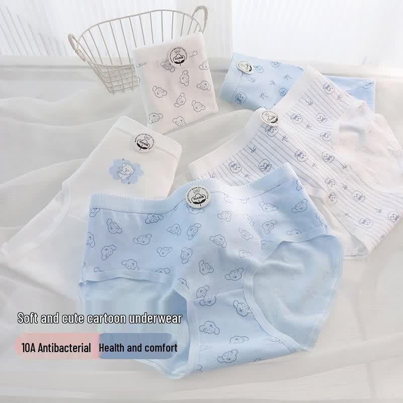 Qianfeili Girls  Printed Cotton Briefs 5-Pack M